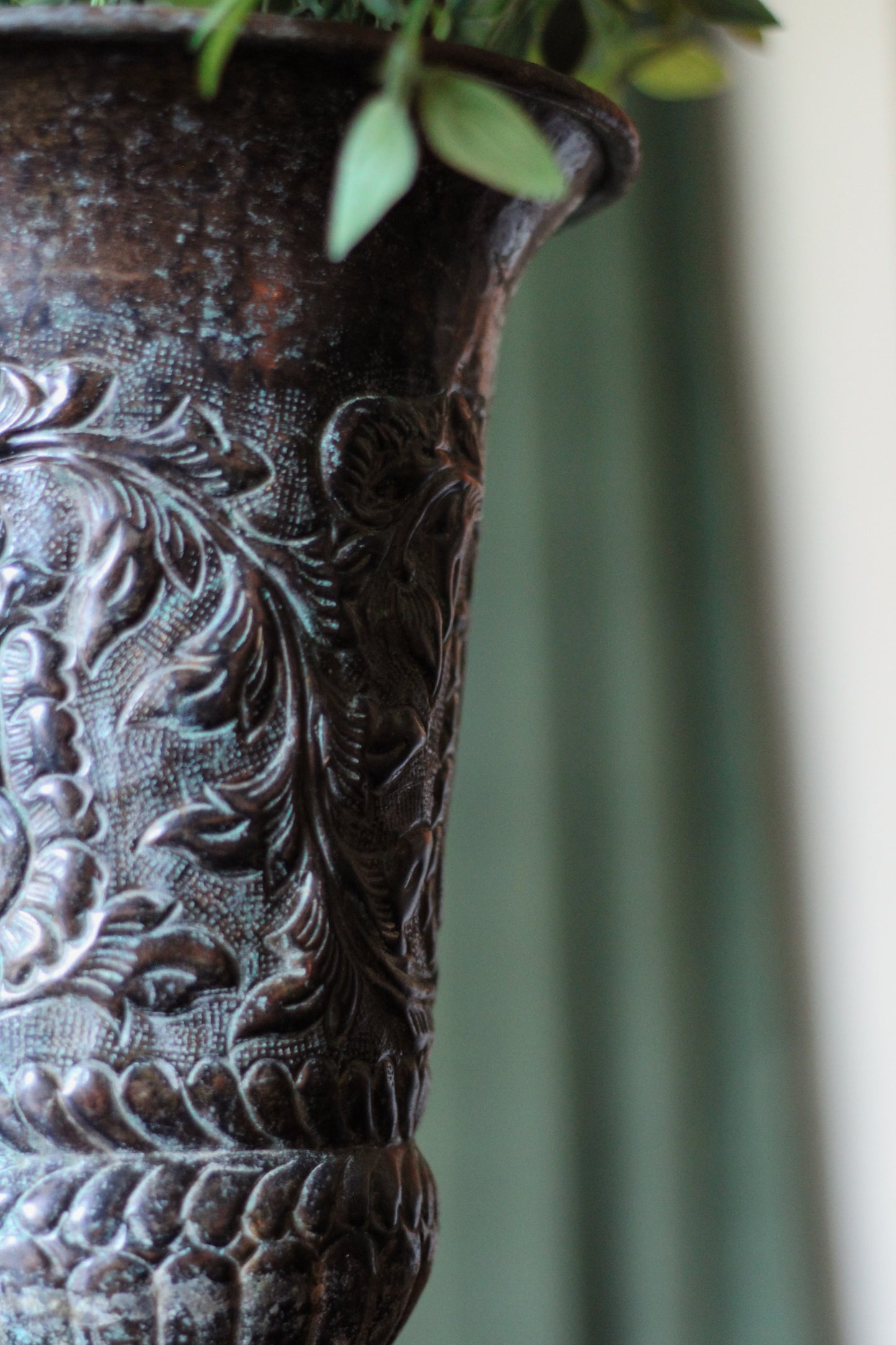 Heavily Patina’d Cast Metal Urn