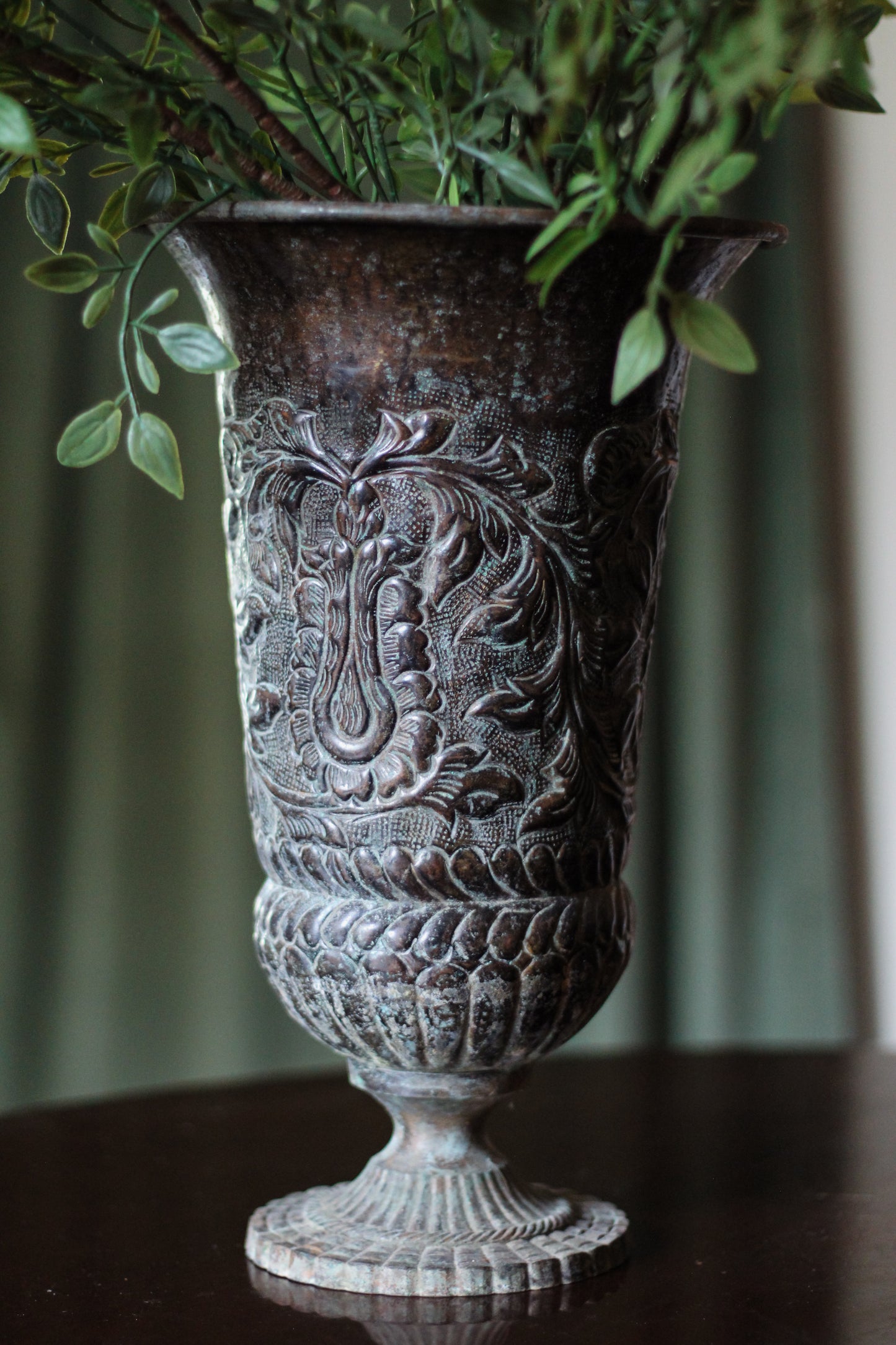 Heavily Patina’d Cast Metal Urn