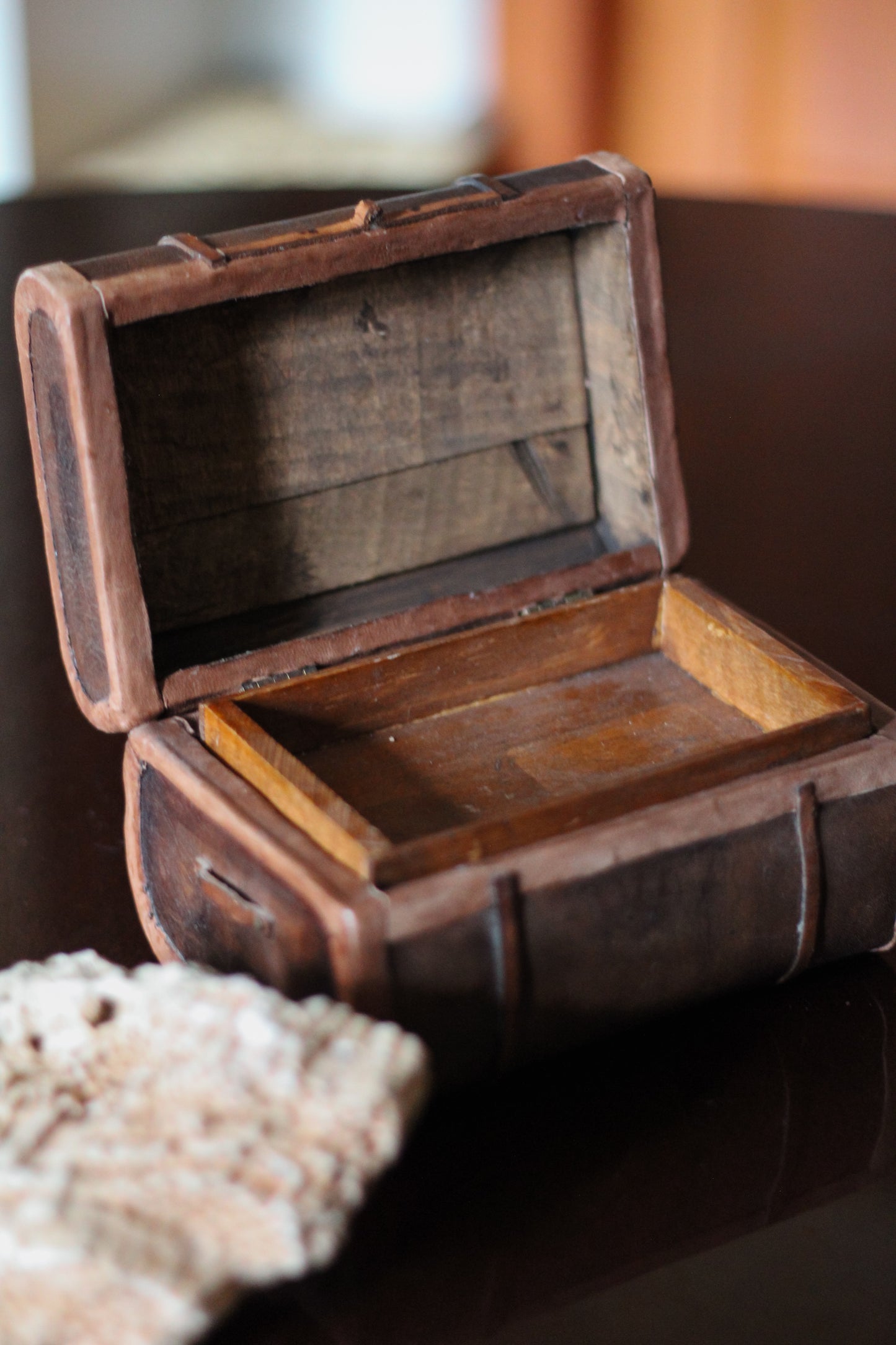 Mini Leather Storage Trunk