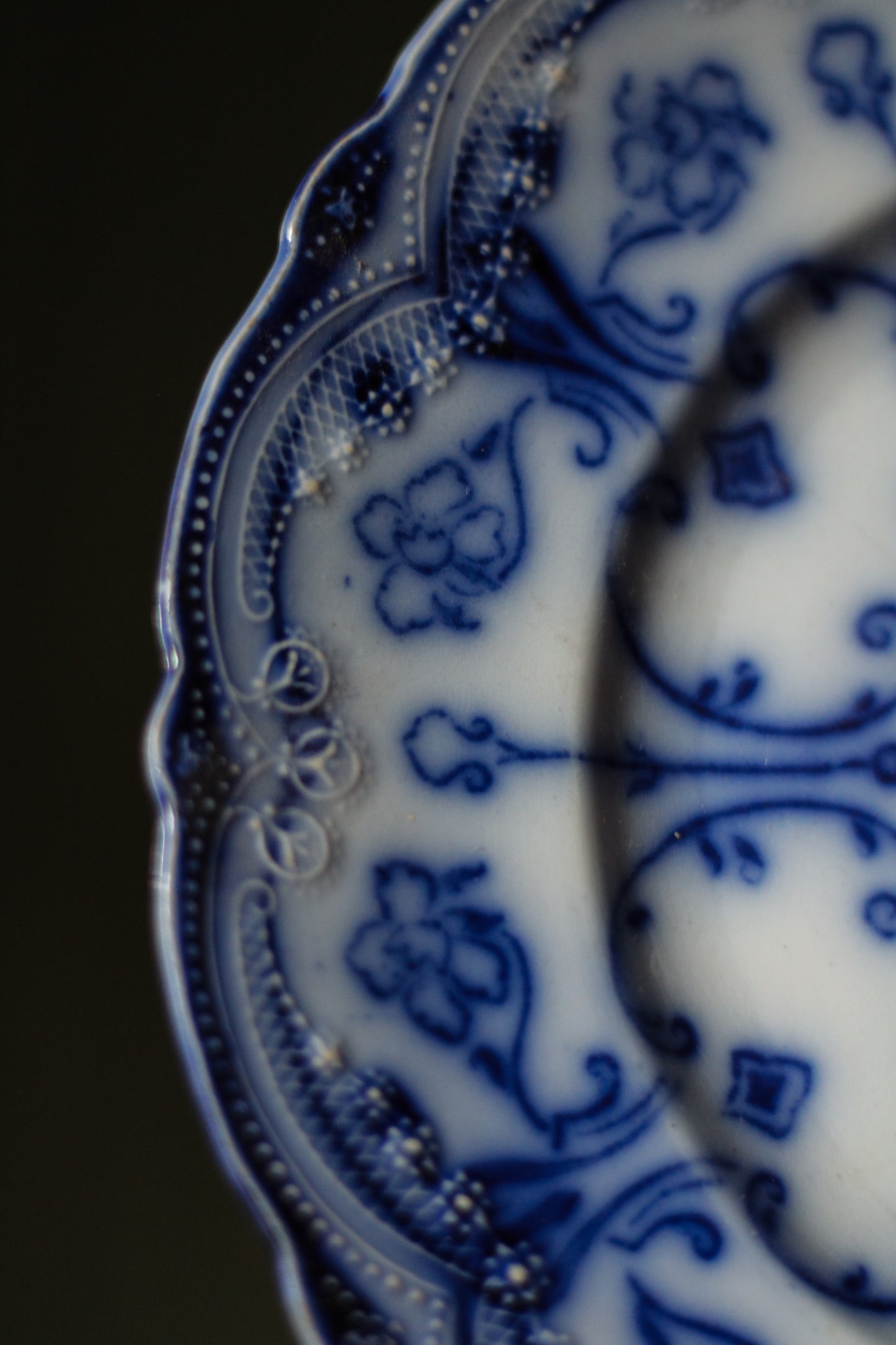 Antique Flow Blue "Conway" Plate by Wharf Pottery