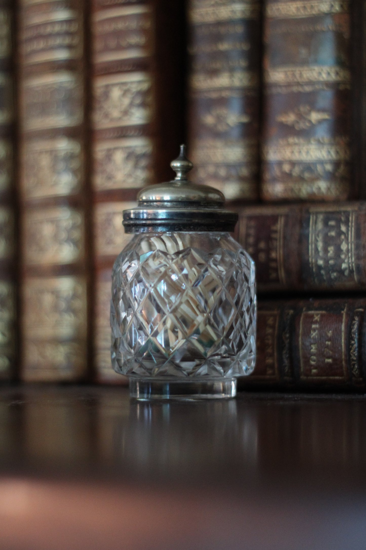 Antique Crystal & Silver Inkwell