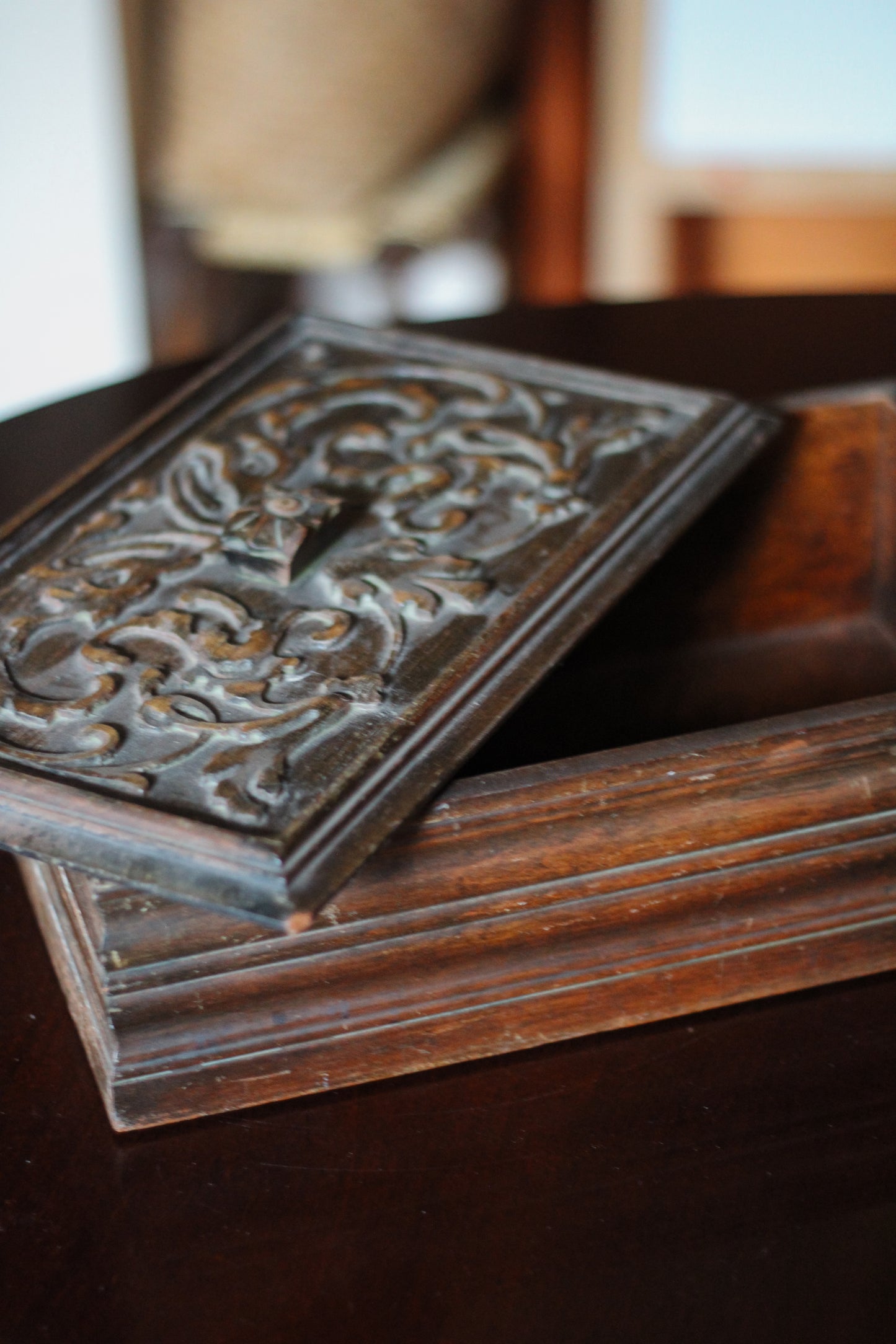 Handcarved Wooden Keepsake Box