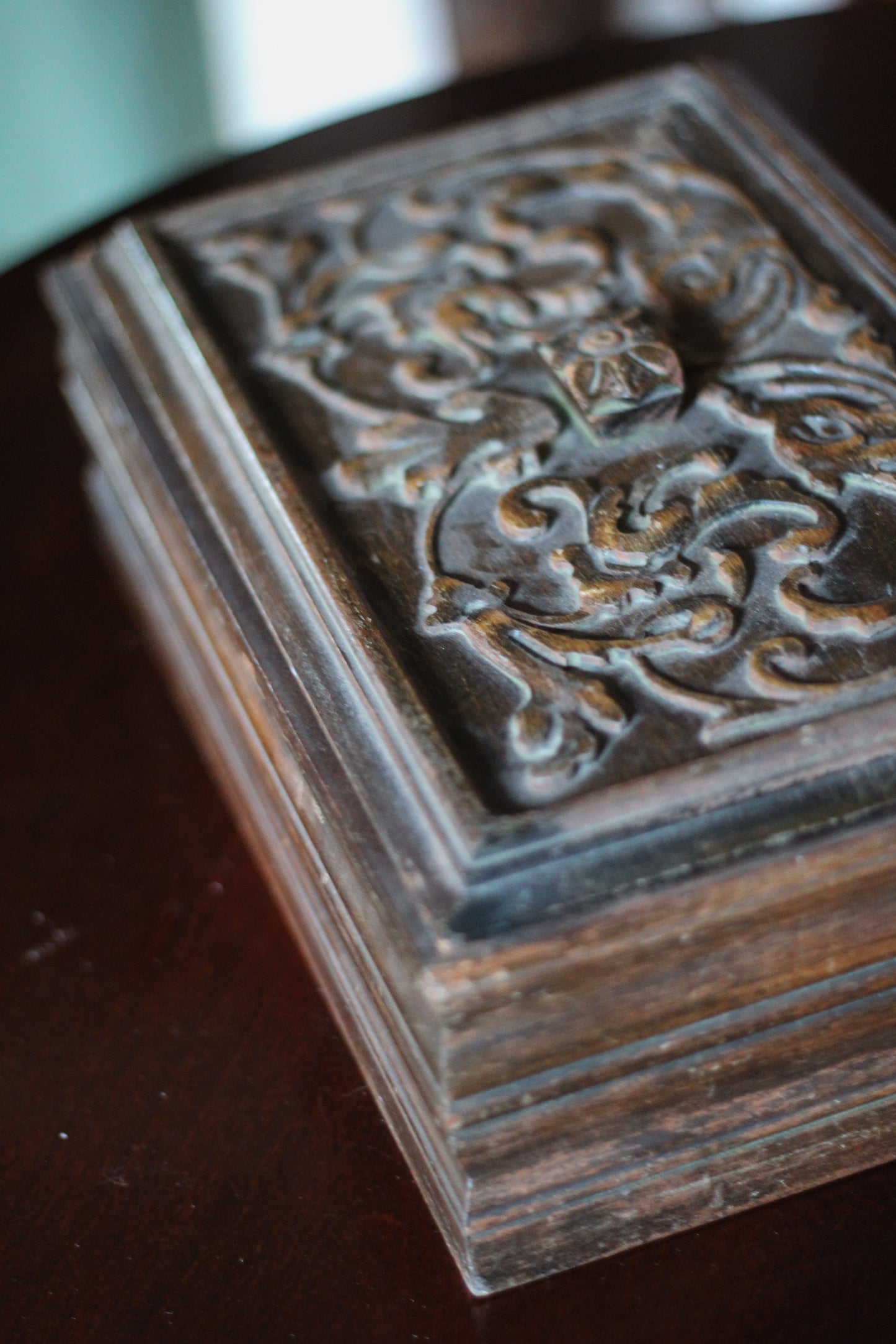 Handcarved Wooden Keepsake Box