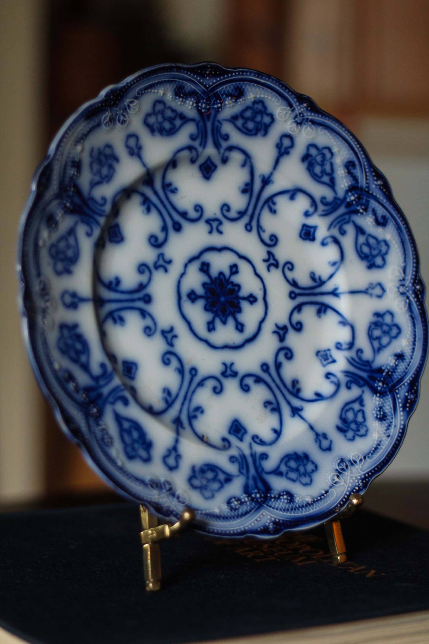 Antique Flow Blue "Conway" Plate by Wharf Pottery