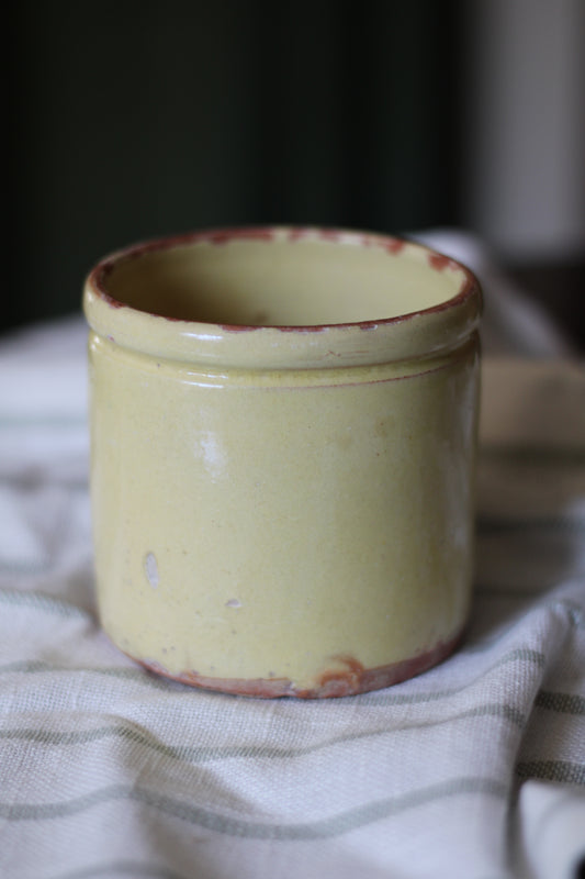 Antique French Butter Yellow Confiture Jar