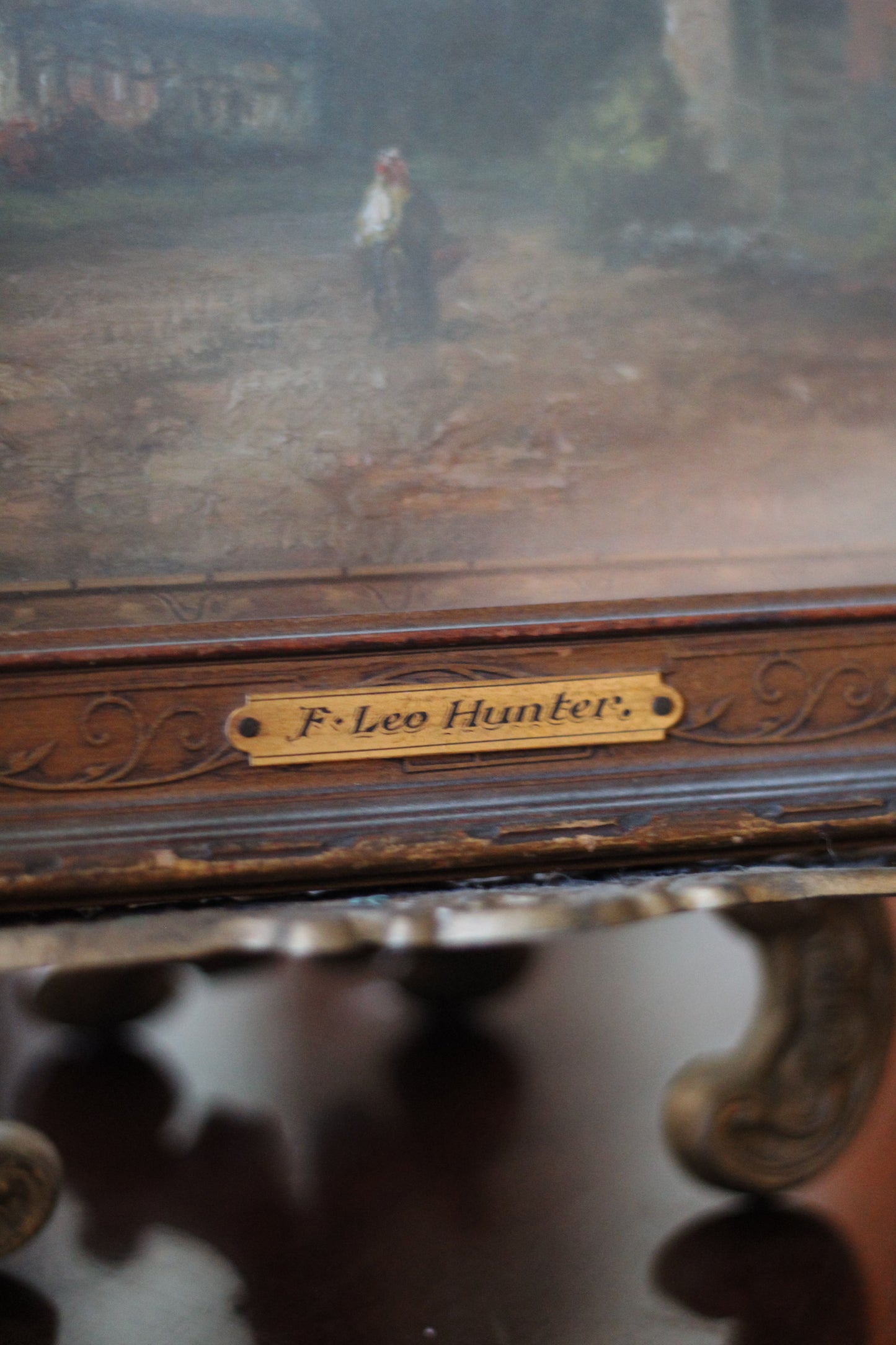 Antique Frederick Leo Hunter Oil on Canvas