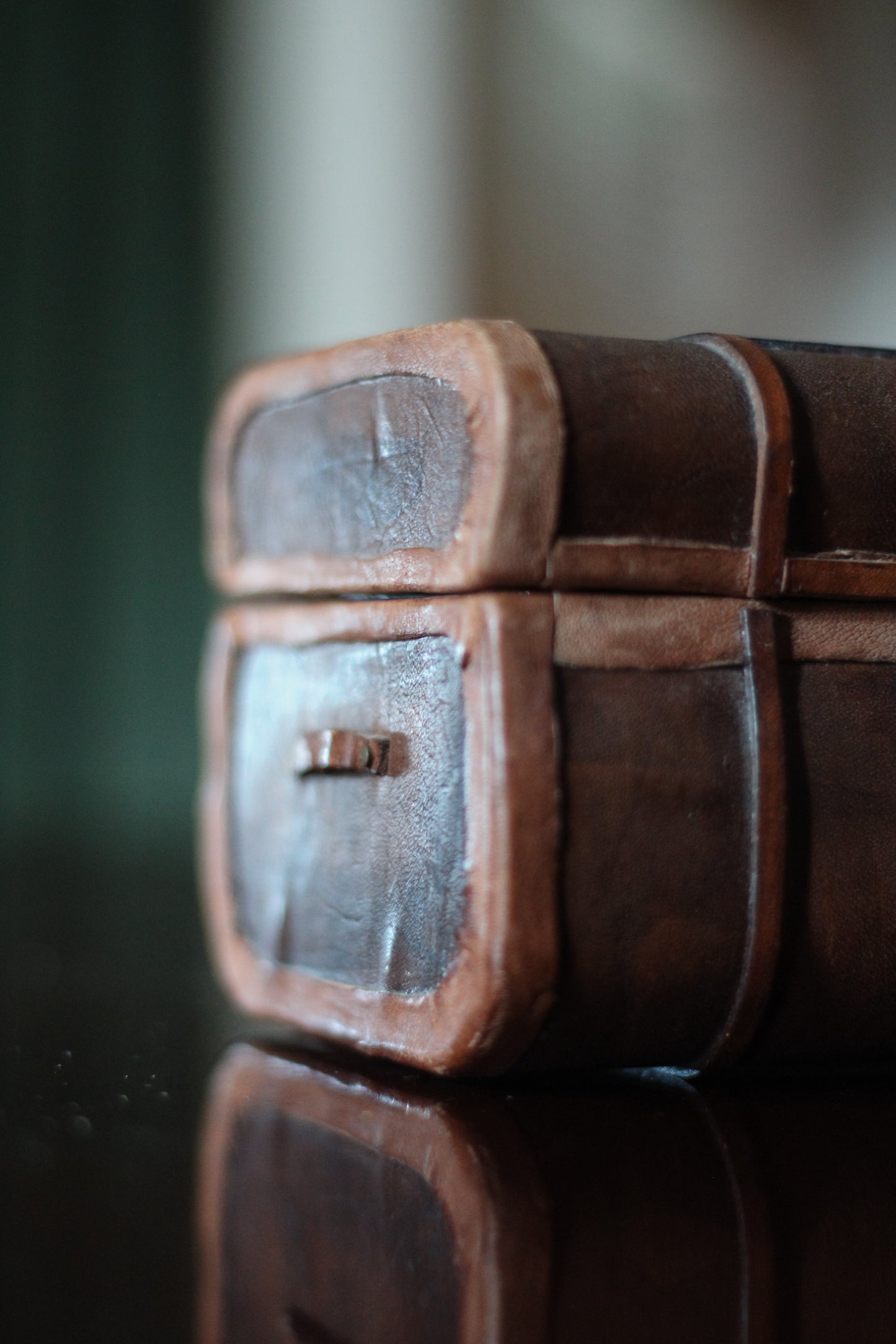 Mini Leather Storage Trunk