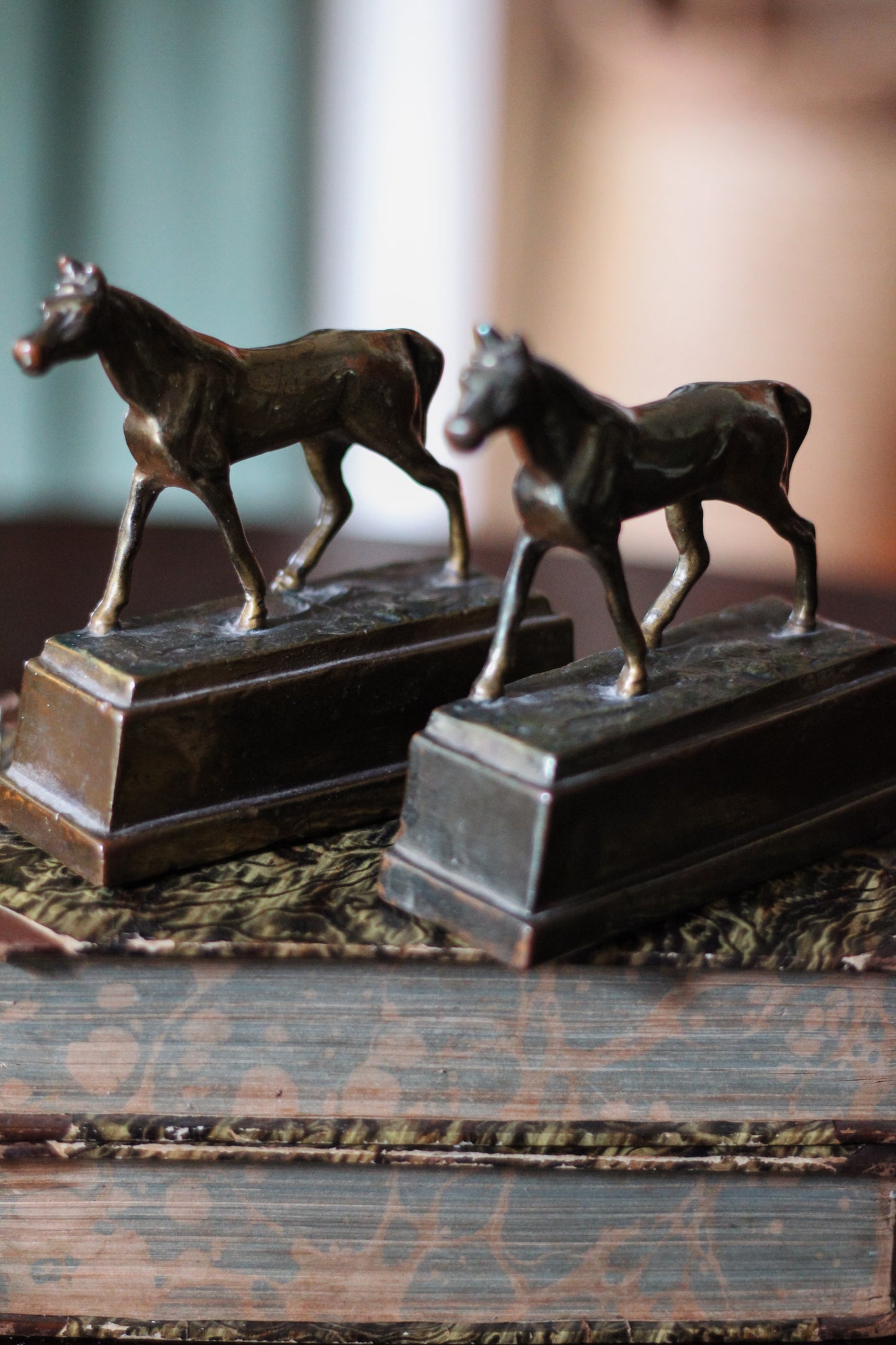 Brass and Cast Metal Horse Bookends