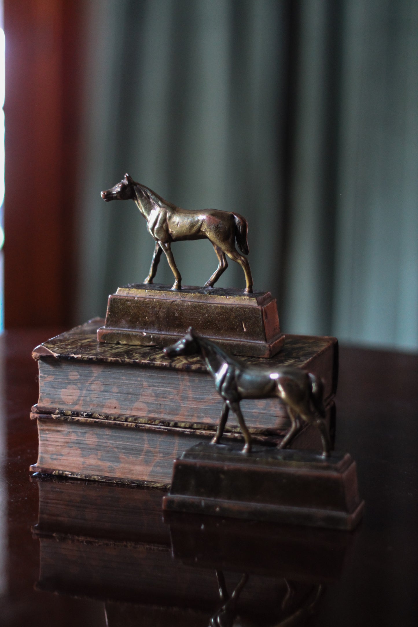 Brass and Cast Metal Horse Bookends