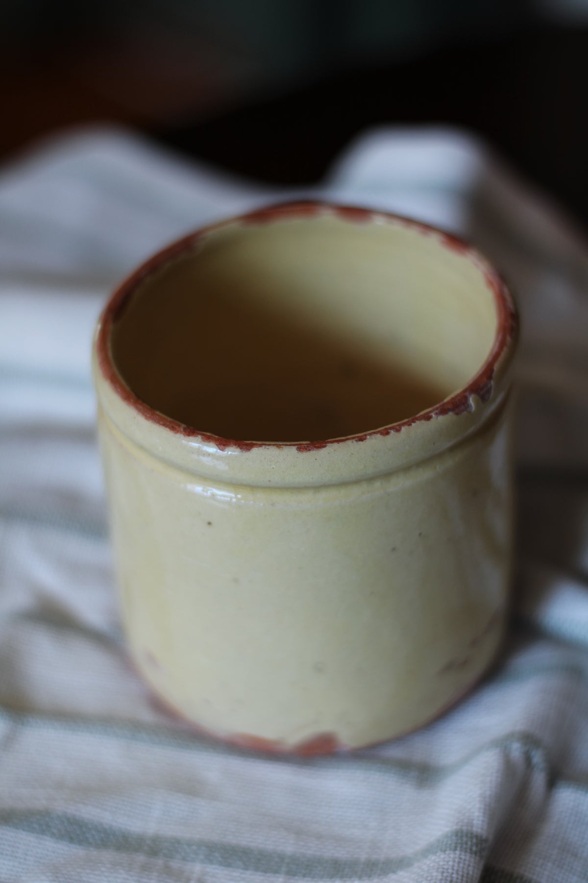 Antique French Butter Yellow Confiture Jar