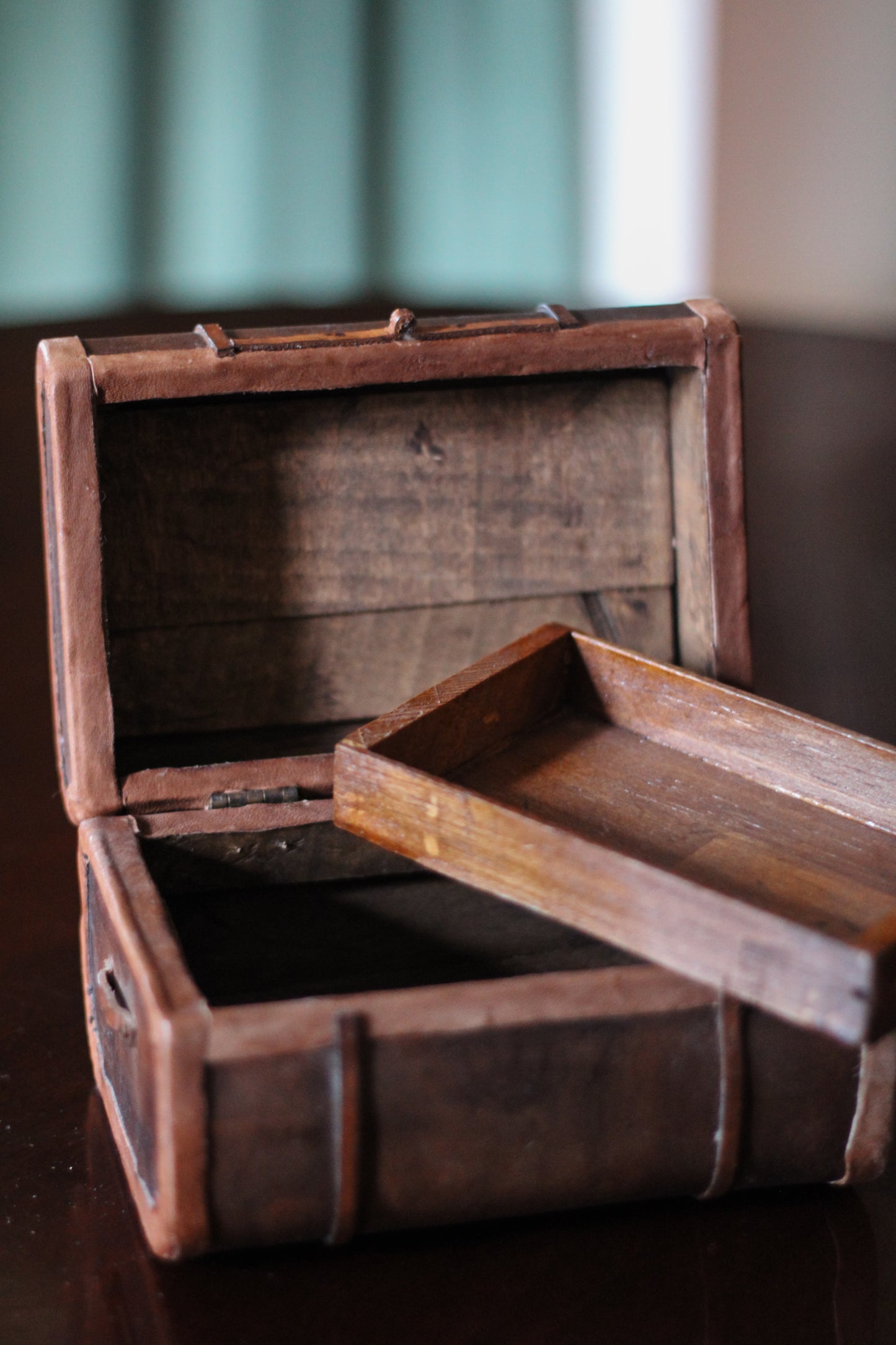 Mini Leather Storage Trunk