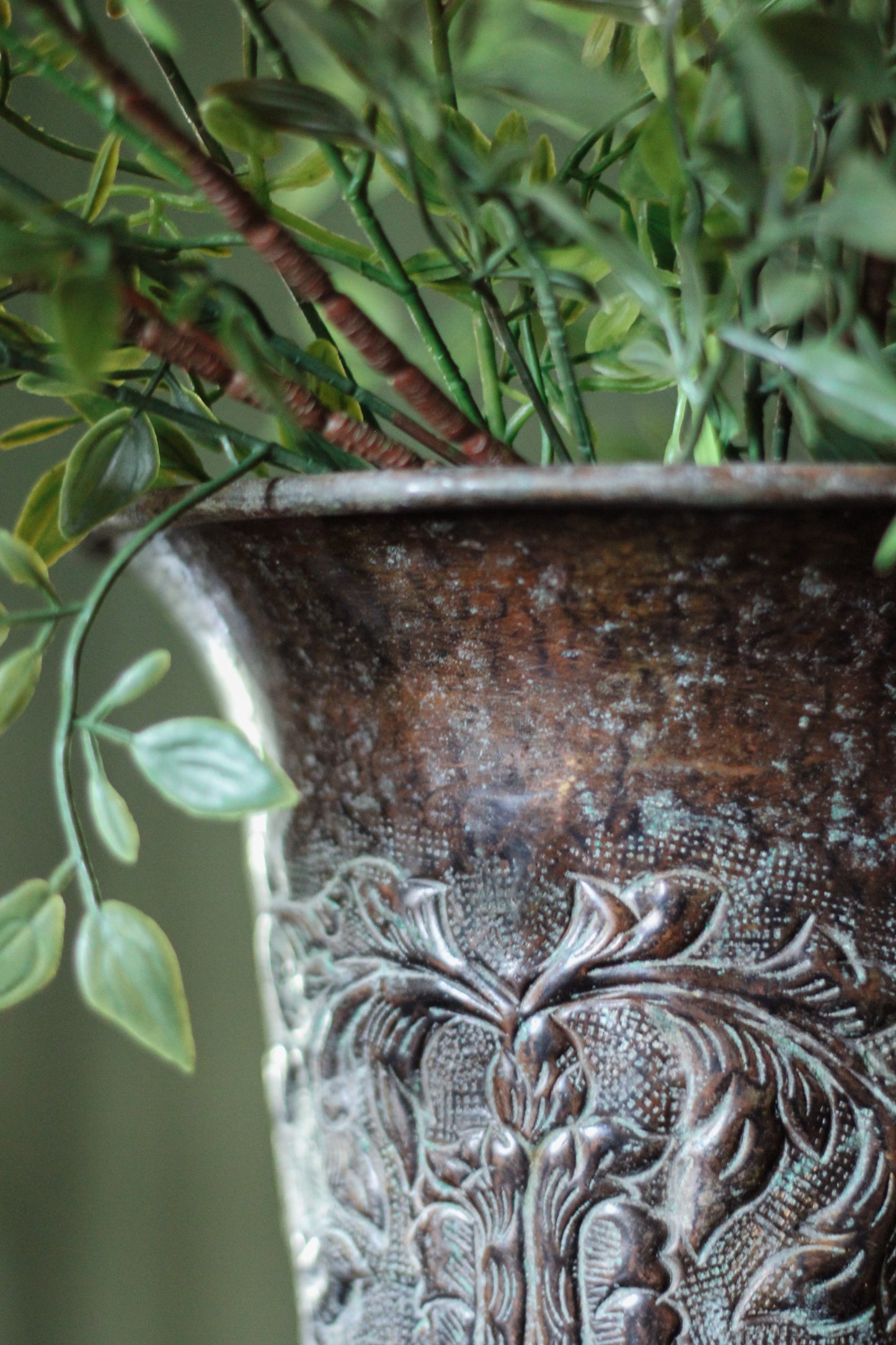 Heavily Patina’d Cast Metal Urn