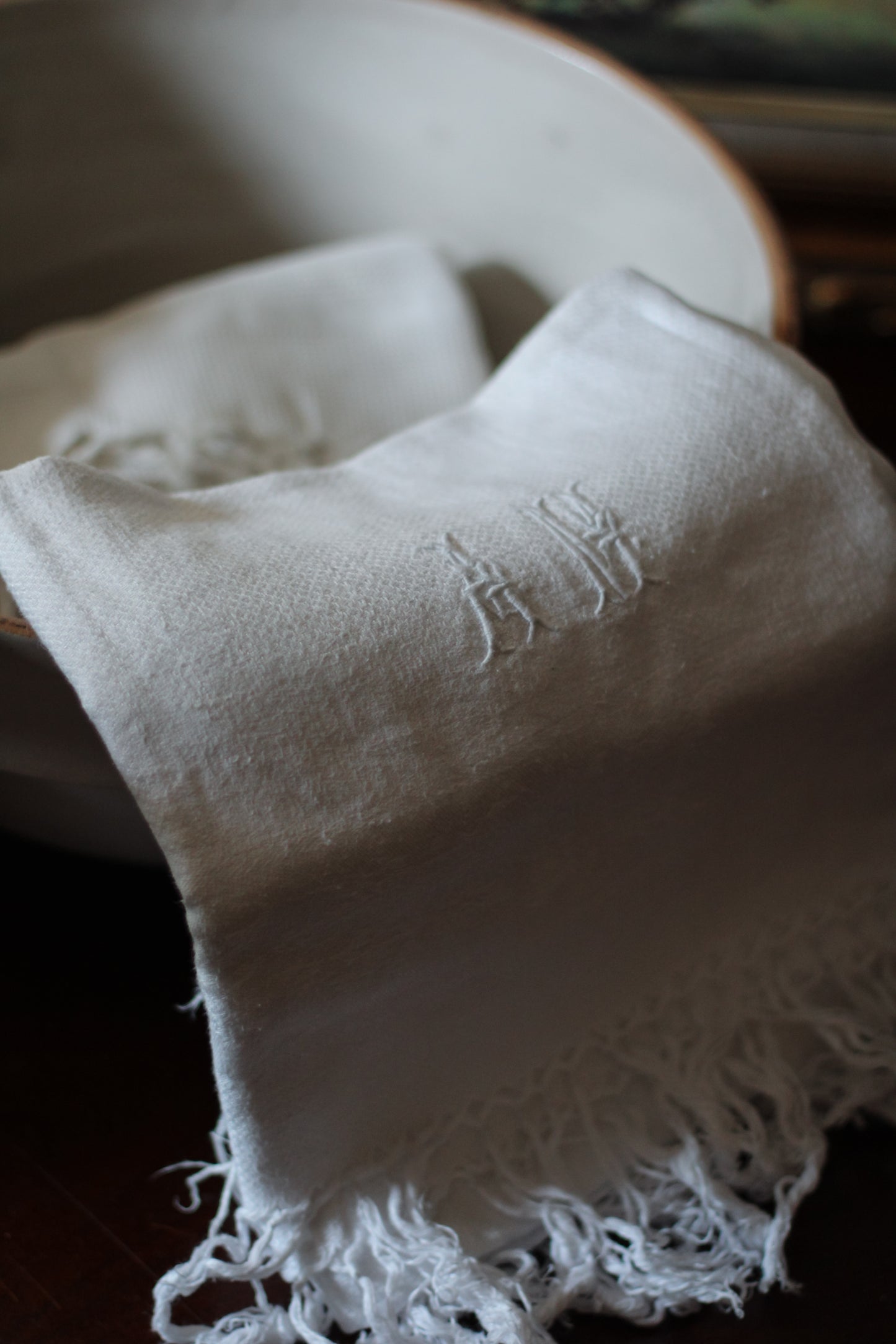 Vintage French “AM” Monogrammed Napkin