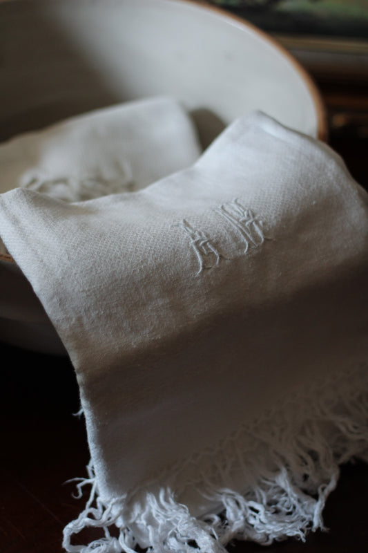 Vintage French “AM” Monogrammed Napkin