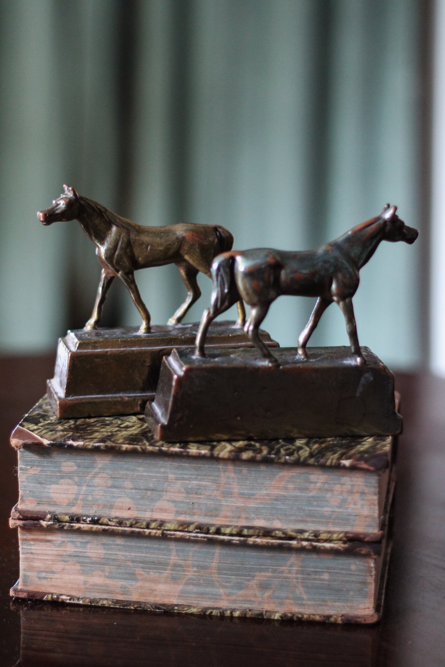 Brass and Cast Metal Horse Bookends