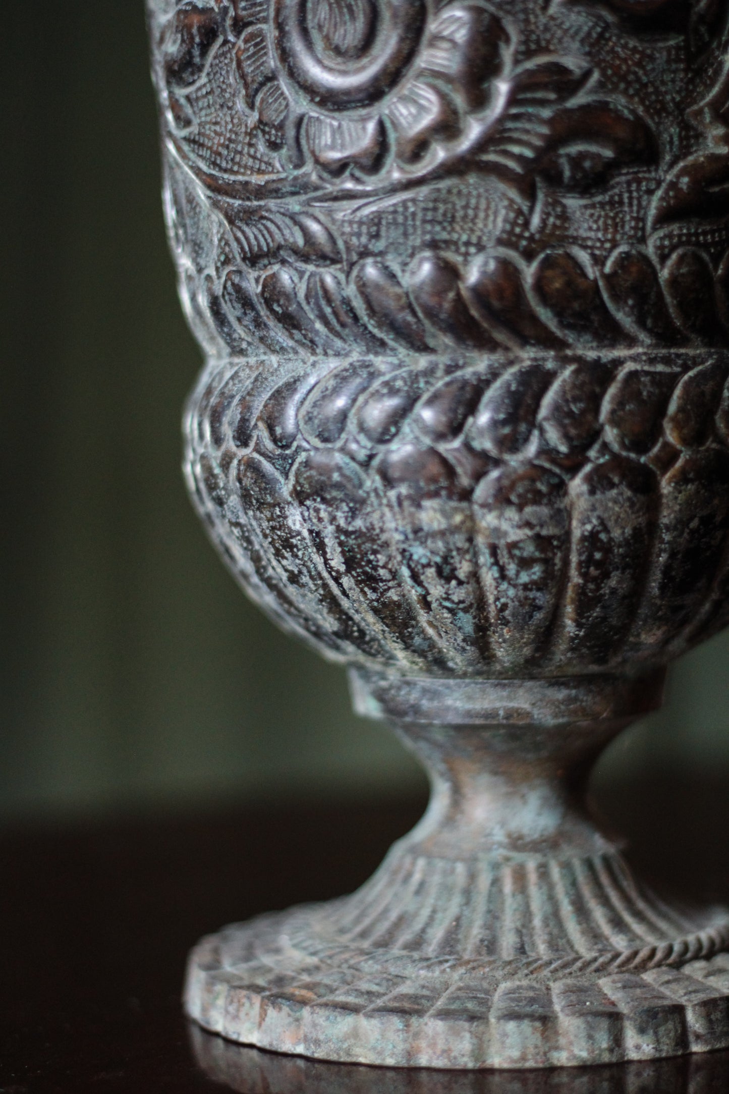 Heavily Patina’d Cast Metal Urn