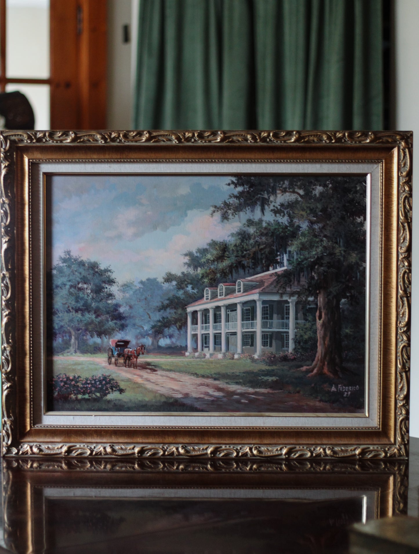 Vintage Al Federico “Houmas House” Oil on Canvas