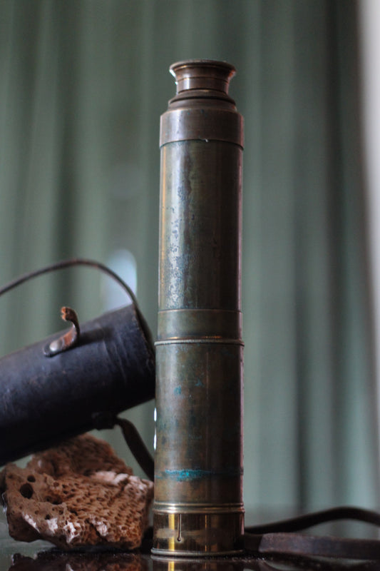 Antique Brass Telescope with Leather Case