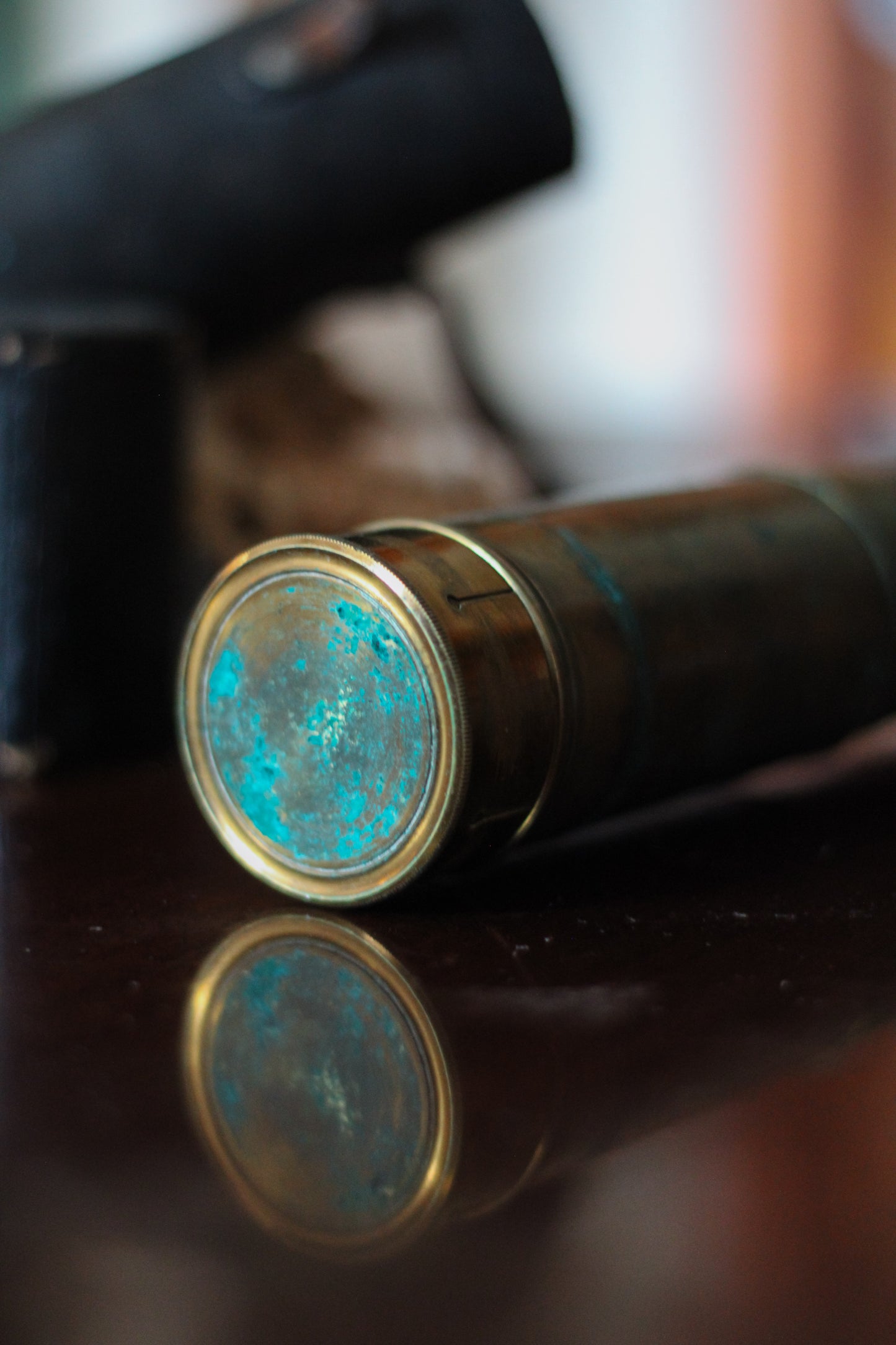 Antique Brass Telescope with Leather Case