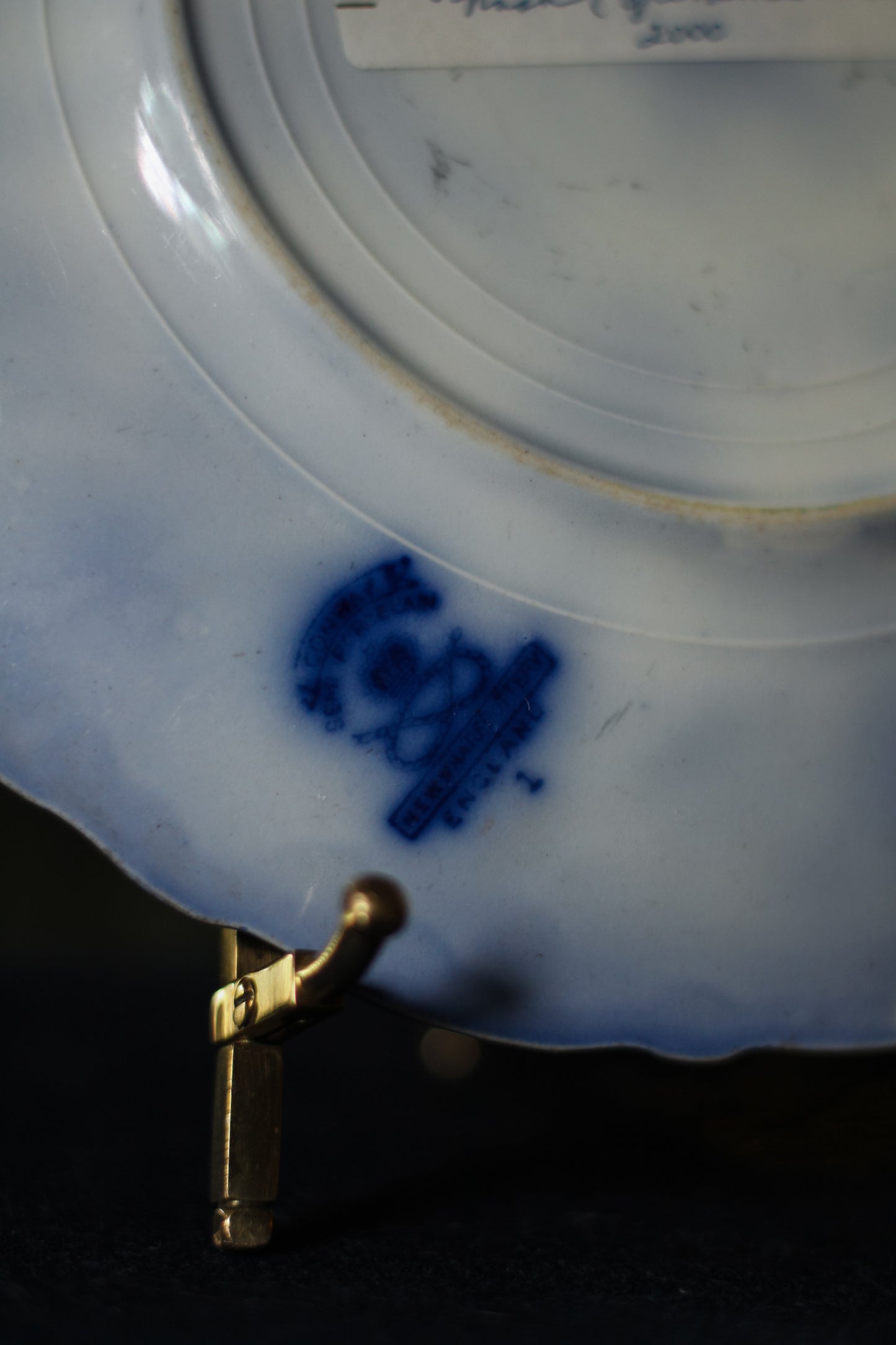 Antique Flow Blue "Conway" Plate by Wharf Pottery