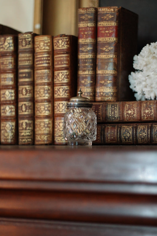 Antique Crystal & Silver Inkwell